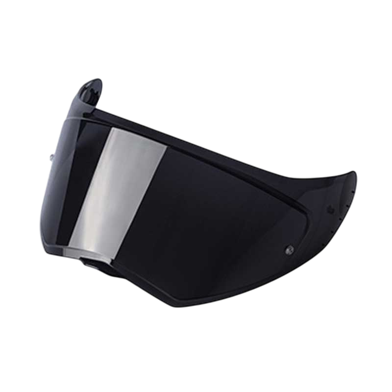 Black motorcycle helmet visor on a white background