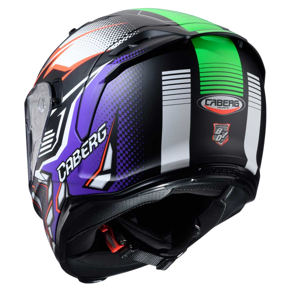 Avalon X Gurkha Matte Black, Orange, Green & Purple Motorcycle Helmet
