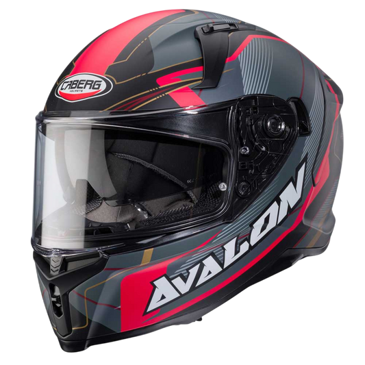 Avalon X Optic Matt Black, Grey & Red Motorbike Helmet