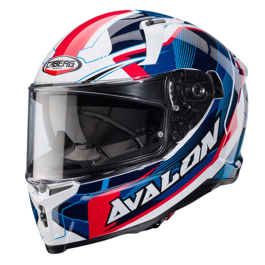 Avalon X Optic White, Blue & Red Motorbike Helmet