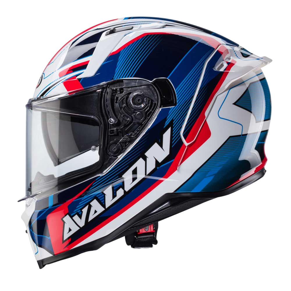 Avalon X Optic White, Blue & Red Motorcycle Helmet