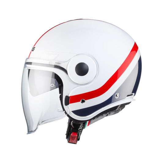 Uptown Chrono White, Red & Blue Open Face Motorbike Helmet