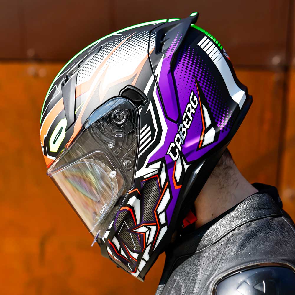 Avalon X Gurkha Matte Black, Orange, Green & Purple Motorcycle Helmet