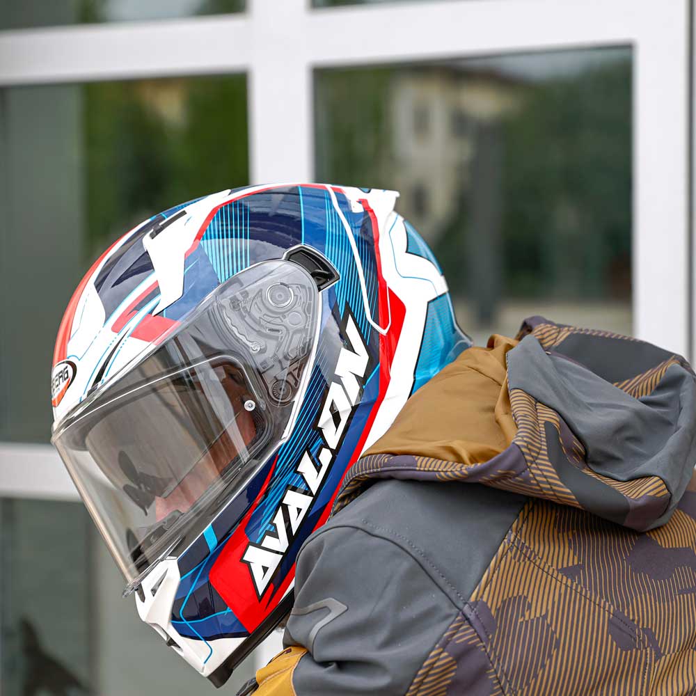 Avalon X Optic White, Blue & Red Motorcycle Helmet
