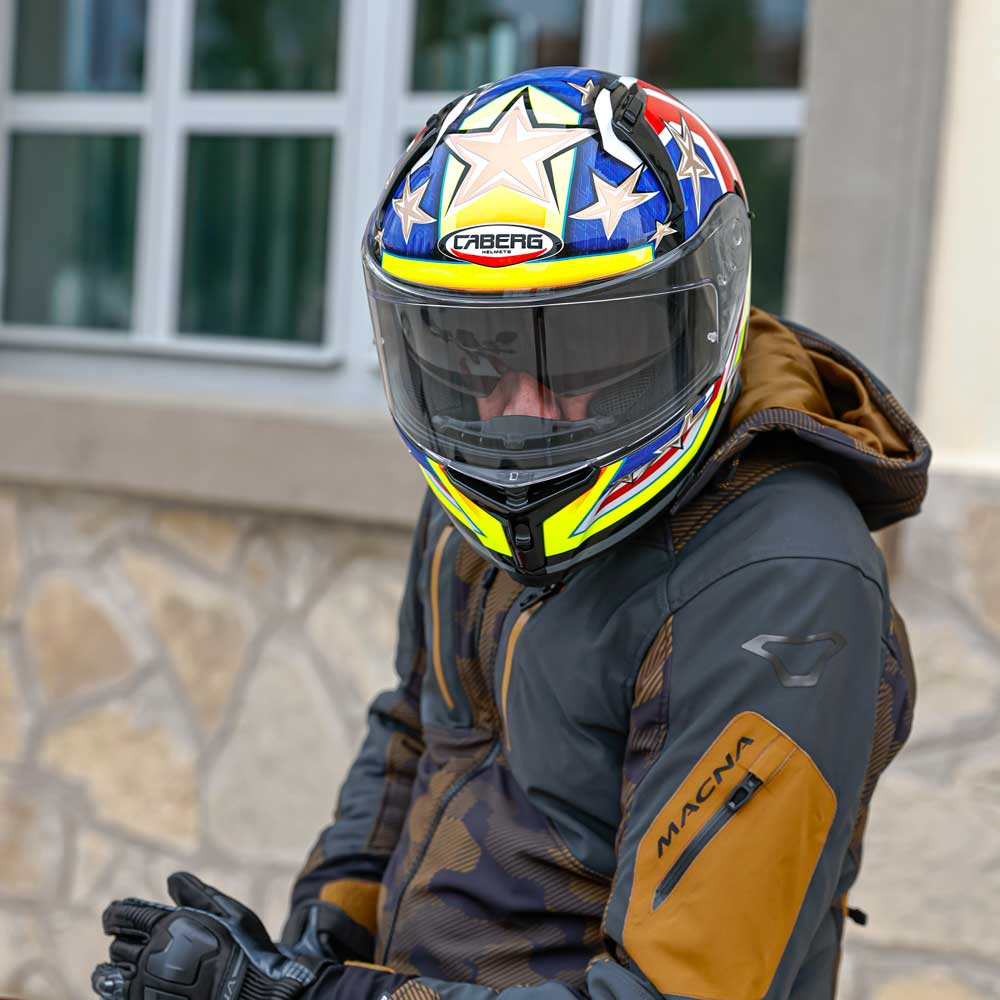 Avalon X Track Black, Yellow, Red & Blue Motorcycle Helmet