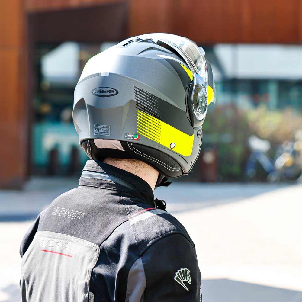 Duke Evo Indy Matt Gun Metal & Yellow Fluorescent Motorcycle Helmet
