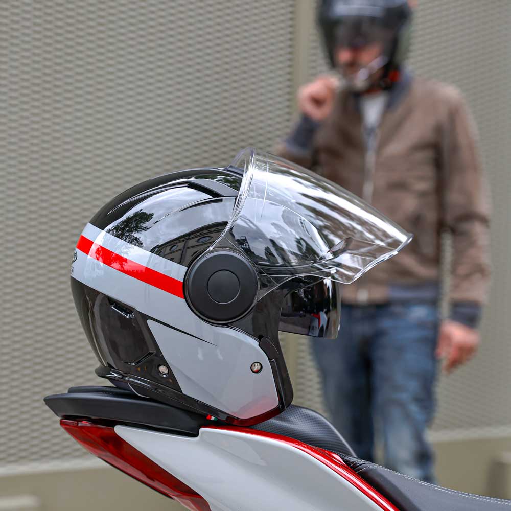 Soho Zephyr Black, Grey & Red Motorcycle Helmet