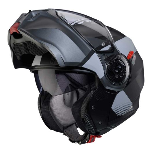 Duke Evo Indy Matt Black, Gun Metal & Grey Motorbike Helmet