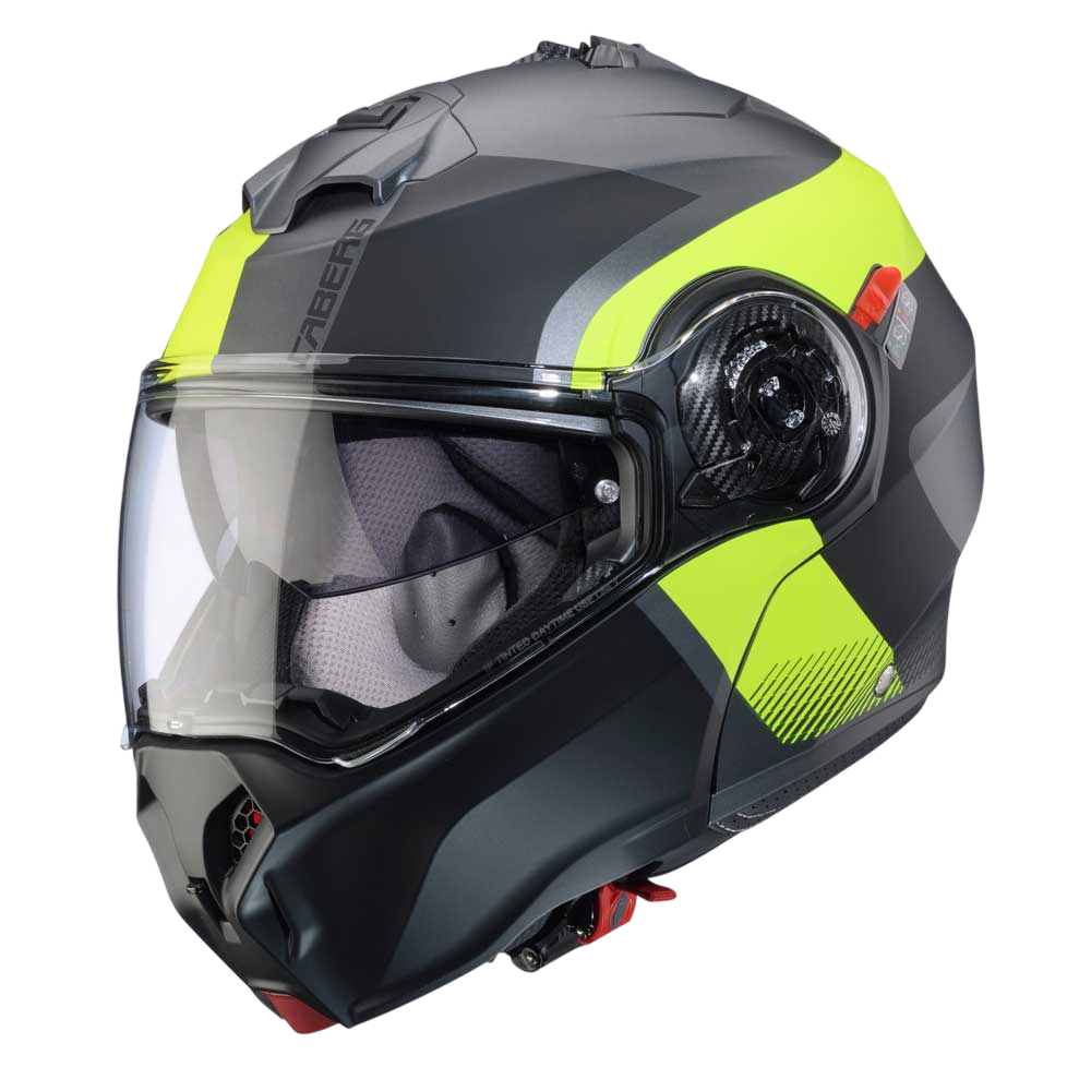 Duke Evo Indy Matt Gun Metal & Yellow Fluorescent Motorcycle Helmet