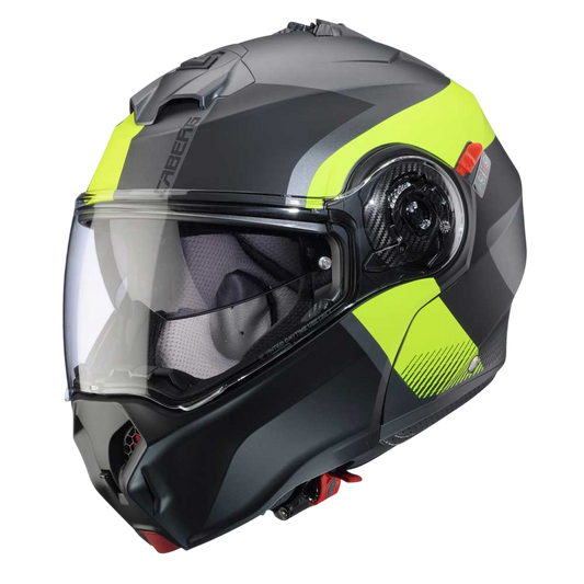 Duke Evo Indy Matt Gun Metal & Yellow Fluorescent Motorbike Helmet