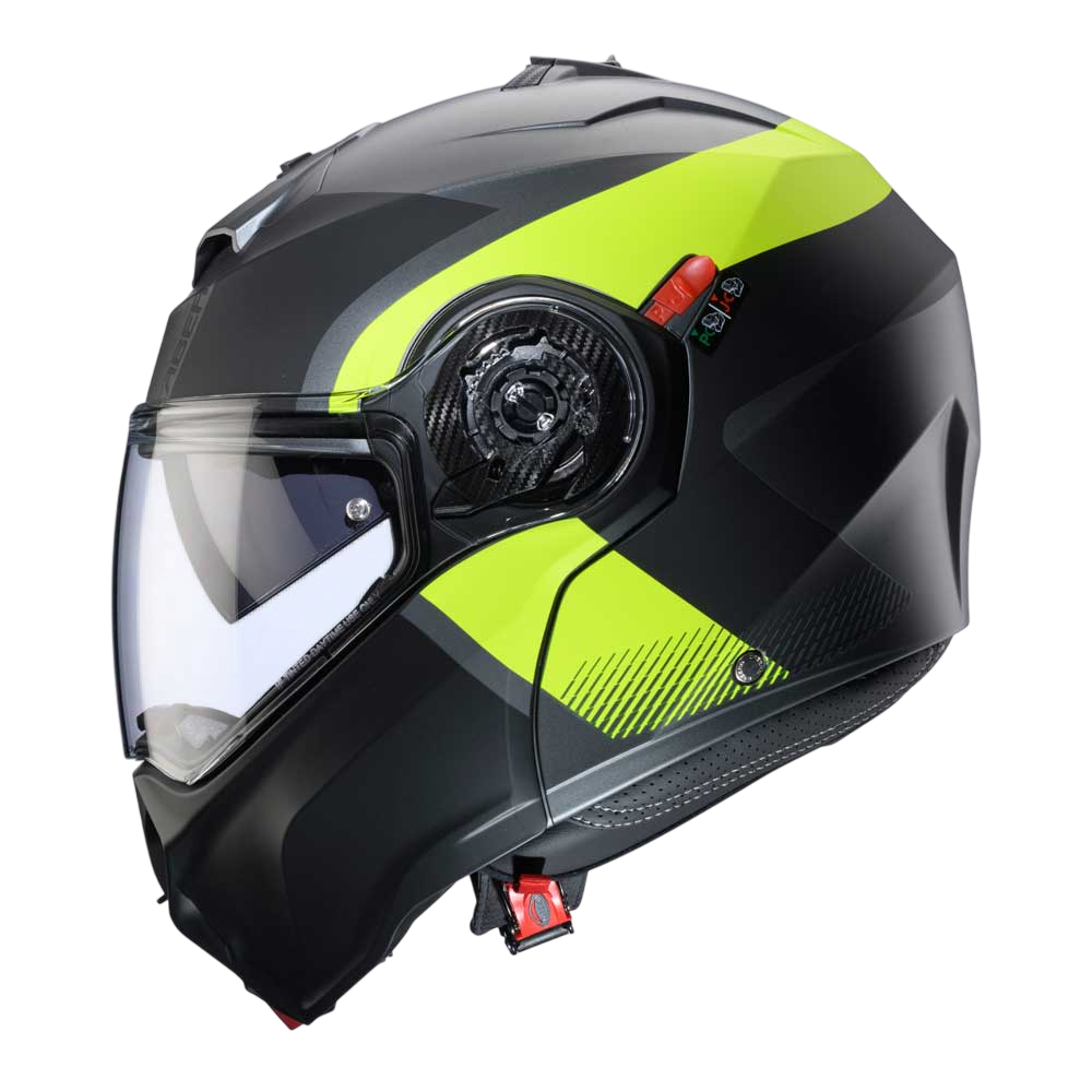 Duke Evo Indy Matt Gun Metal & Yellow Fluorescent Motorcycle Helmet