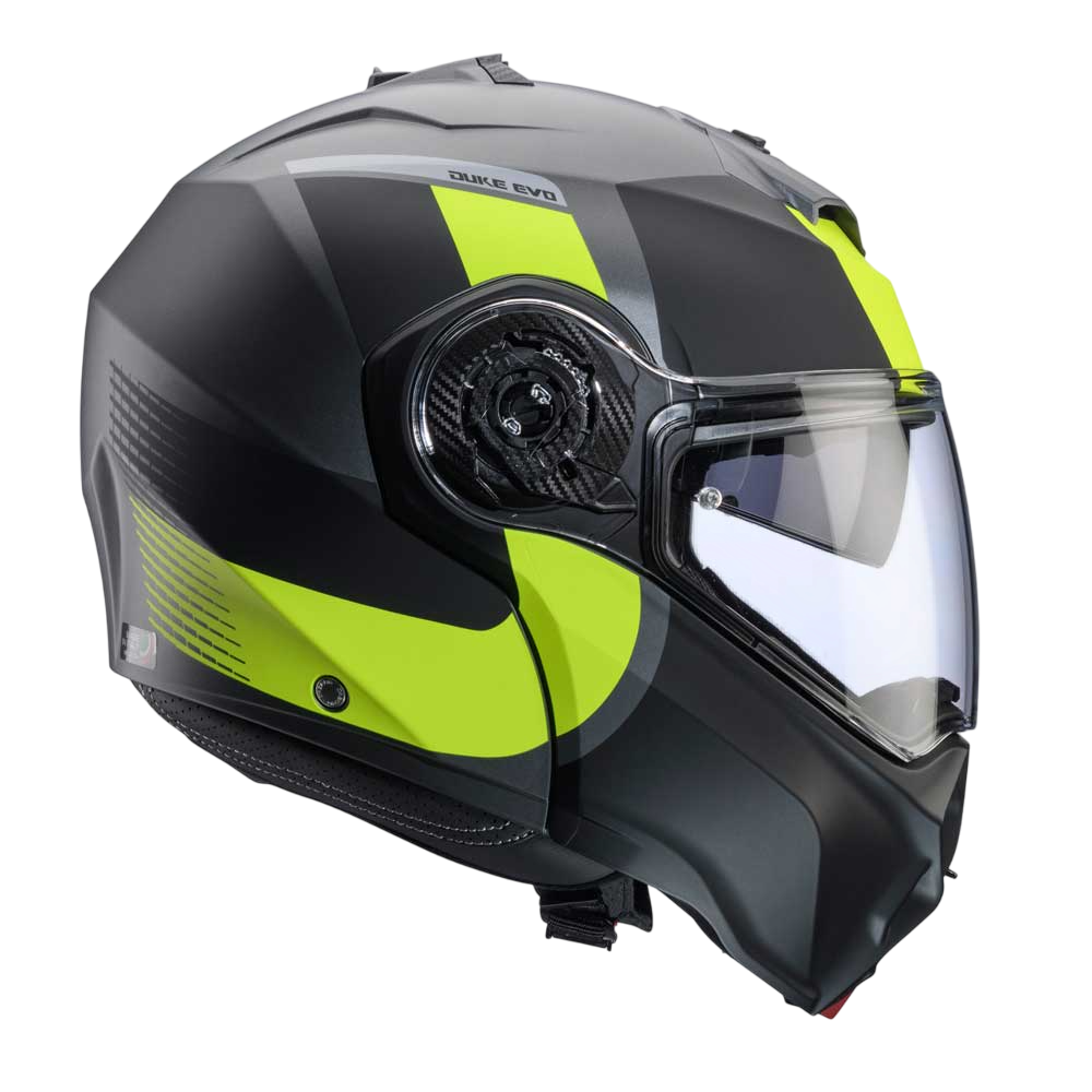 Duke Evo Indy Matt Gun Metal & Yellow Fluorescent Motorcycle Helmet