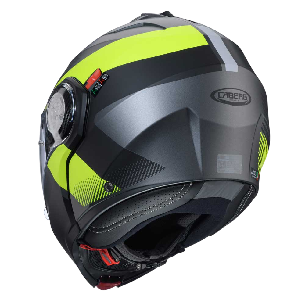 Duke Evo Indy Matt Gun Metal & Yellow Fluorescent Motorcycle Helmet