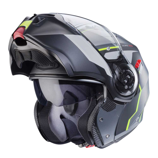 Duke Evo Move Matt Gun Metal & Yellow Fluorescent Motorbike Helmet