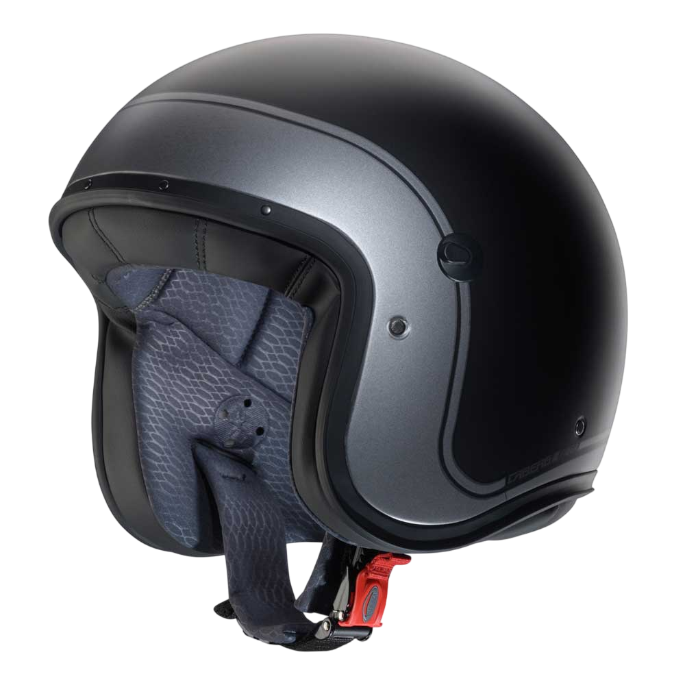 Freeride x Caberg Imola matte black and gun metal open face motorbike helmet for men and women
