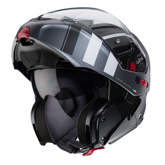 Horus X Matt Black, Gun Metal & White Motorbike Helmet