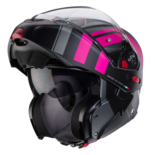 Horus X Matt Gun Metal, Fuchsia & Black Motorbike Helmet