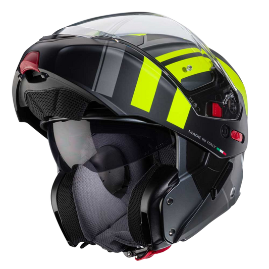 Horus X Matt Gun Metal, Yellow Fluo & Black Motorbike Helmet