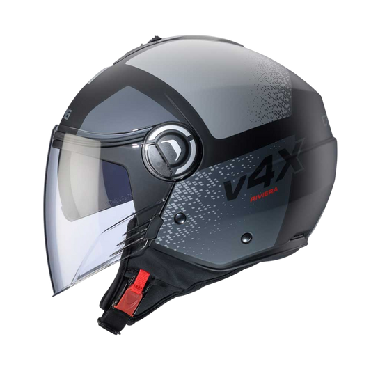 Riviera V4 X Alpha Matt Black & Anthracite Grey Motorbike Helmet