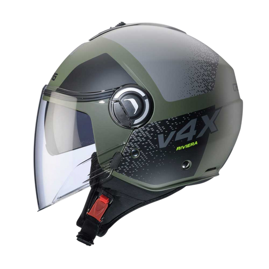 Riviera V4 X Alpha Matt Military Green & Black Motorbike Helmet
