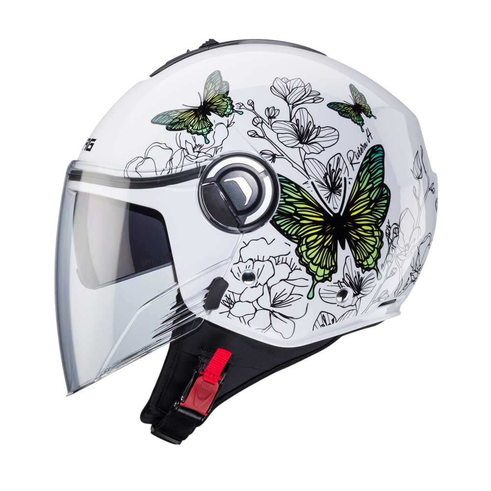 Riviera V4 X Mia Yellow & Green Flowers Motorbike Helmet