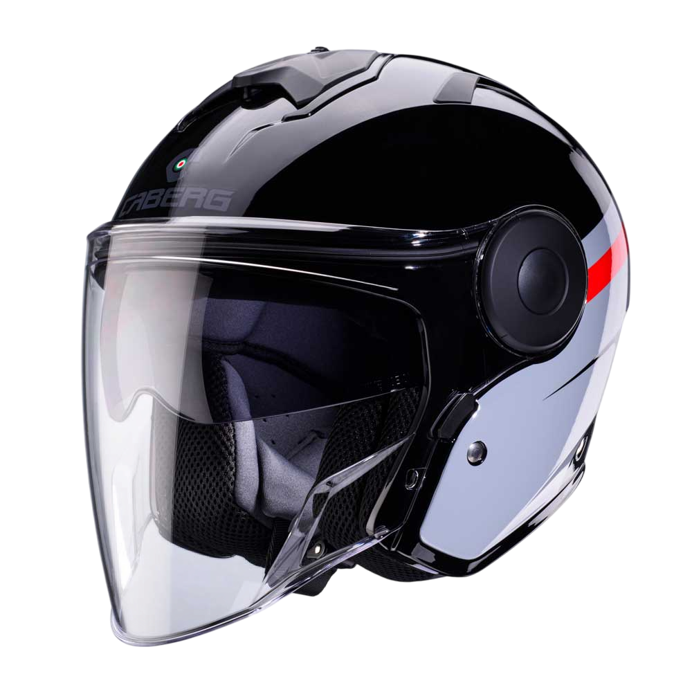 caberg crash helmets uk Soho Zephyr Black, Grey & Red Motorbike Helmet UK – Caberg Cares