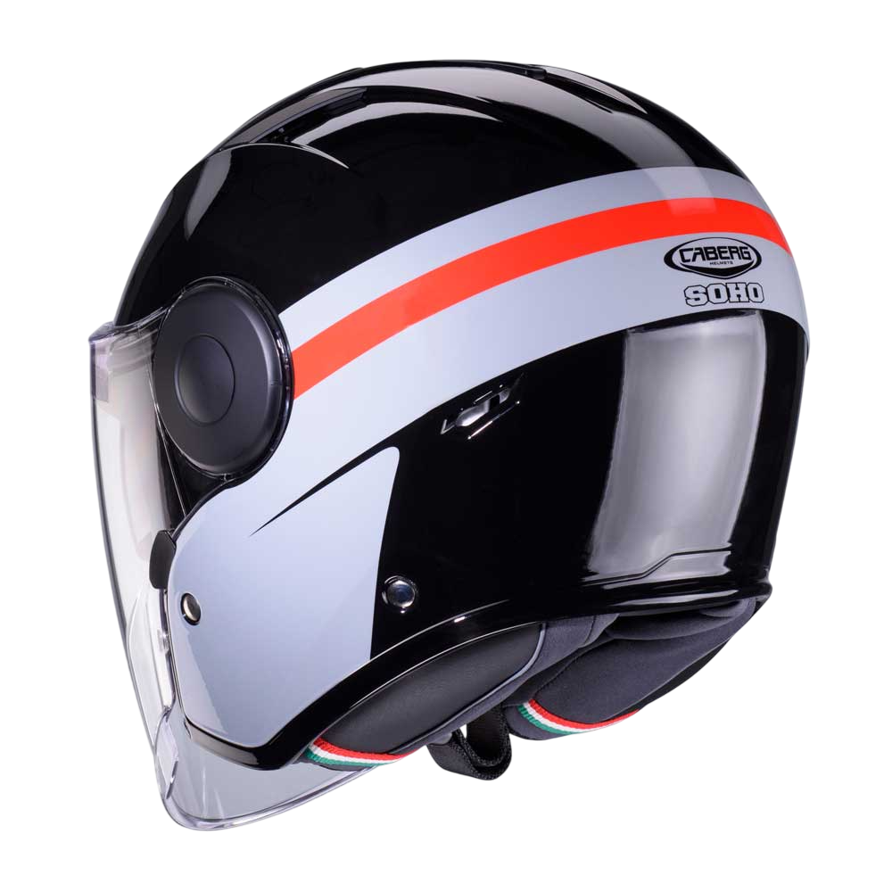 Soho Zephyr Black, Grey & Red Motorcycle Helmet