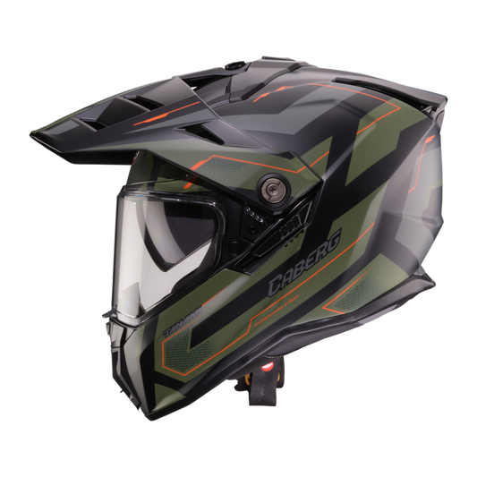 Tanami Ranger Matt Black, Military Green & Orange Full Face Motorbike Helmet