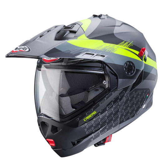 Tourmax X Sarabe Matt Gun Metal, Black & Yellow Motorbike Helmet
