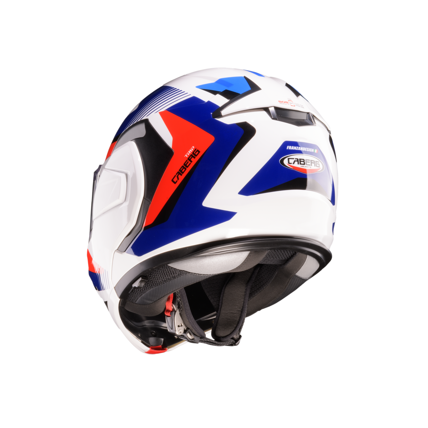 Trip Lunar White, Red & Blue Flip Up Motorbike Helmet