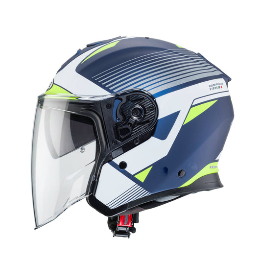 Flyon Rio Matt Blue, White, Yellow & Silver Motorbike Helmet