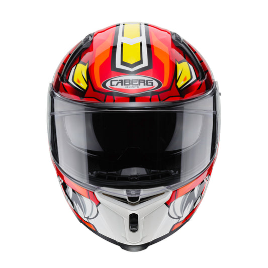 Avalon Giga White, Red & Yellow Motorbike Helmet