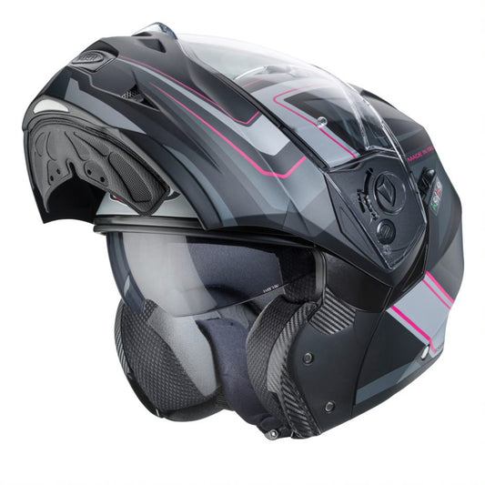Duke 2 Tour Matt Black, Pink, Anthracite & Silver Motorbike Helmet