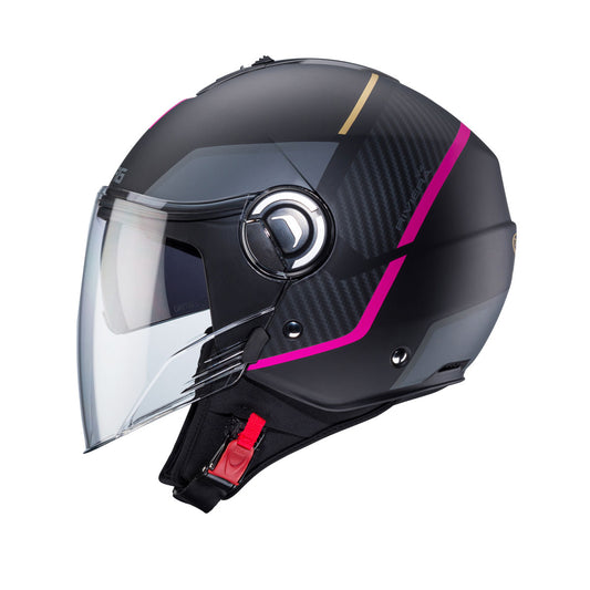 Riviera V4 X Geo Matt Black, Fuchsia & Anthracite Motorbike Helmet
