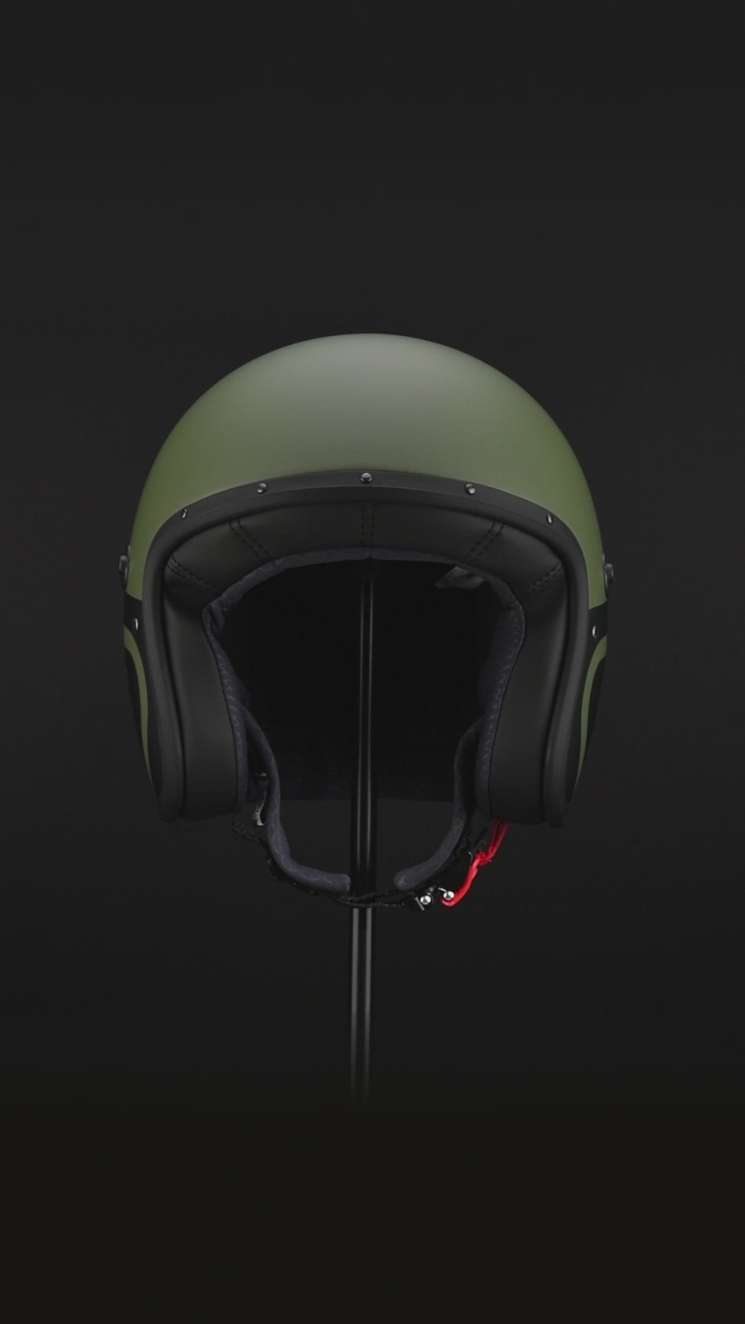 360 degree video of matte green open face freeride x caberg motorbike helmet