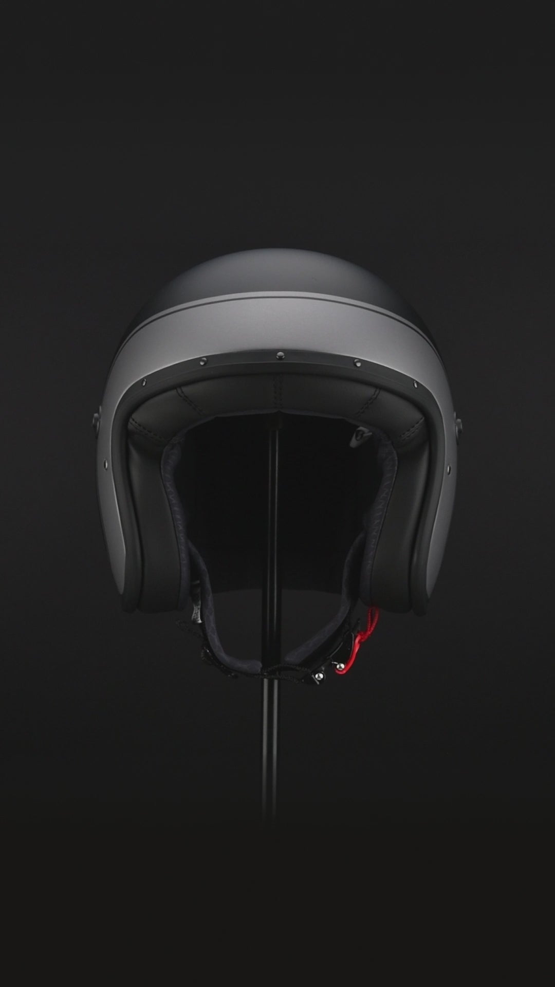 360 degree video of matte black and gun metal design freeride x imola open face motorbike helmet