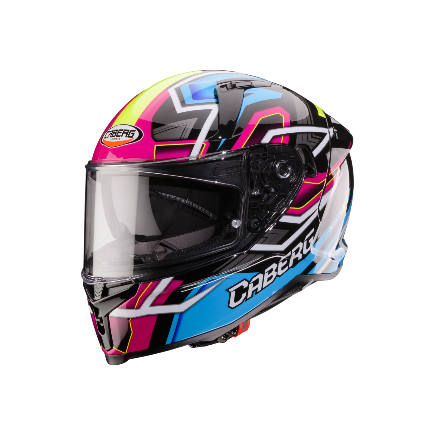 Avalon X Brama Black, Light Blue, Yellow & Fuchsia Full Face Motorbike Helmet