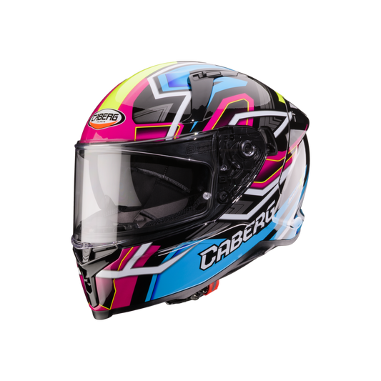 Avalon X Brama Black, Light Blue, Yellow & Fuchsia Full Face Motorbike Helmet