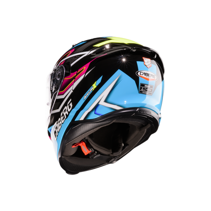 Avalon X Brama Black, Light Blue, Yellow & Fuchsia Full Face Motorbike Helmet