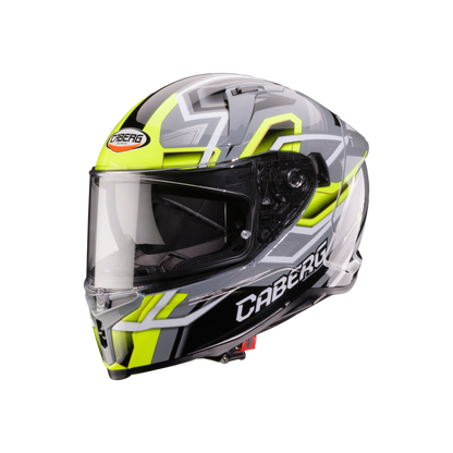 Avalon X Brama Grey, Yellow Fluorescent & Black Full Face Motorbike Helmet