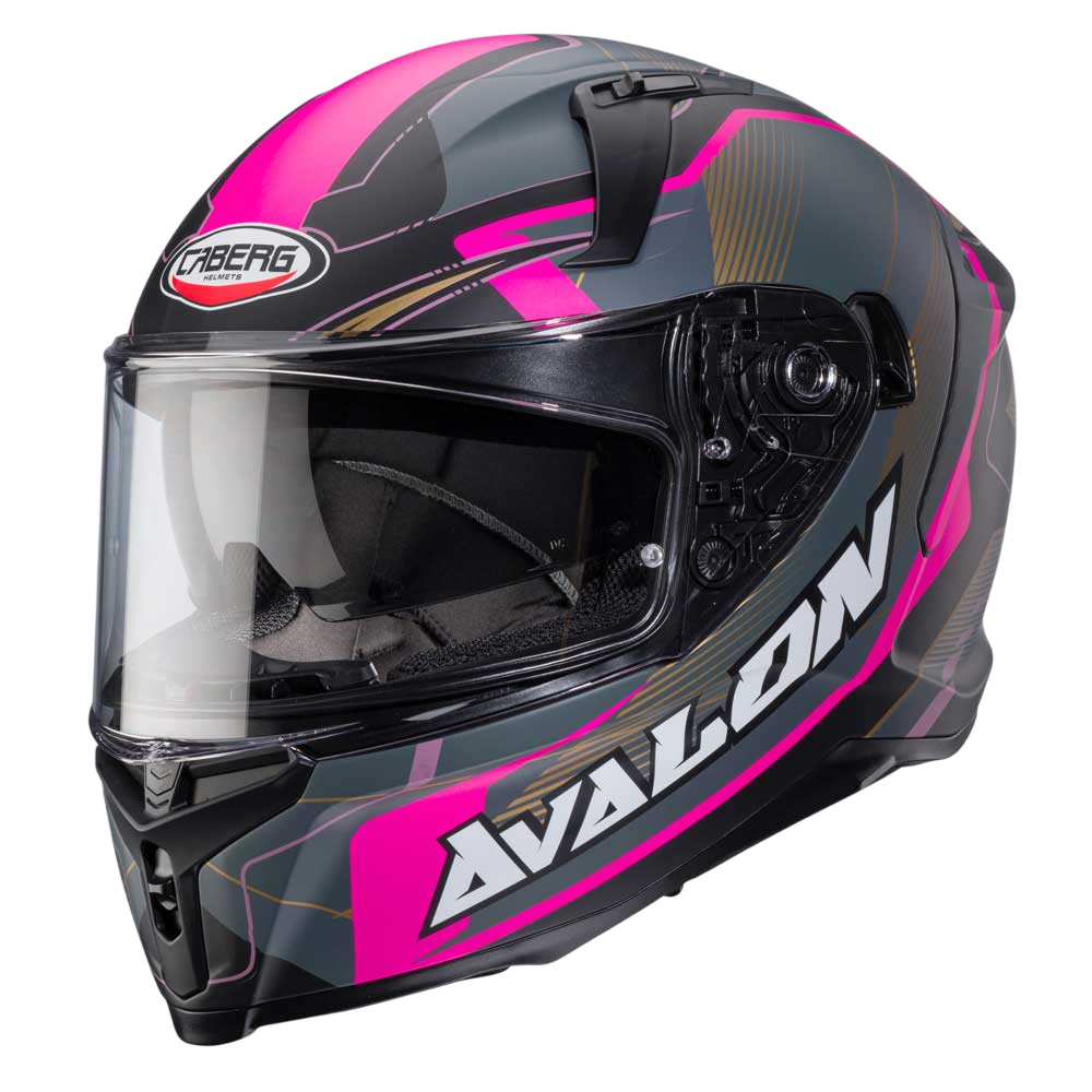 Avalon X Optic Matt Black, Grey & Fuchsia Motorcycle Helmet