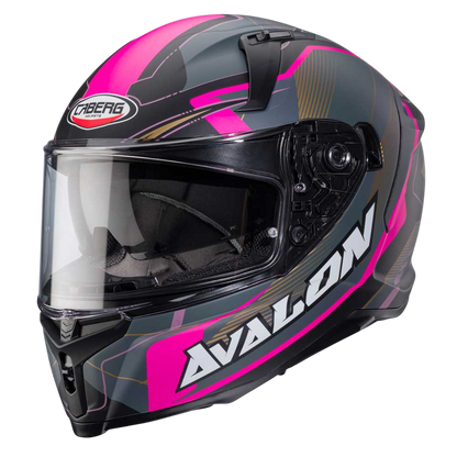 Avalon X Optic Matt Black, Grey & Fuchsia Motorcycle Helmet
