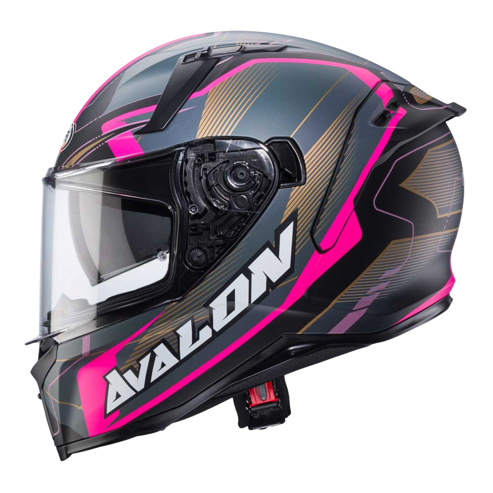 Avalon X Optic Matt Black, Grey & Fuchsia Motorcycle Helmet