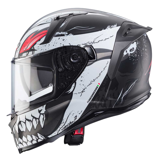 Avalon X Punk Matt Grey, Black & Red Motorbike Helmet