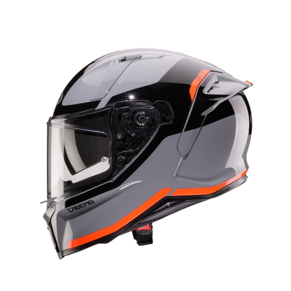 Avalon X Pure Grey, Black & Red Fluorescent Full Face Motorbike Helmet