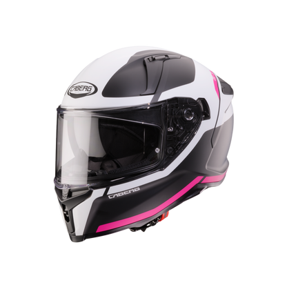 Avalon X Pure Matt Black, White & Fuchsia Pink Full Face Motorbike Helmet