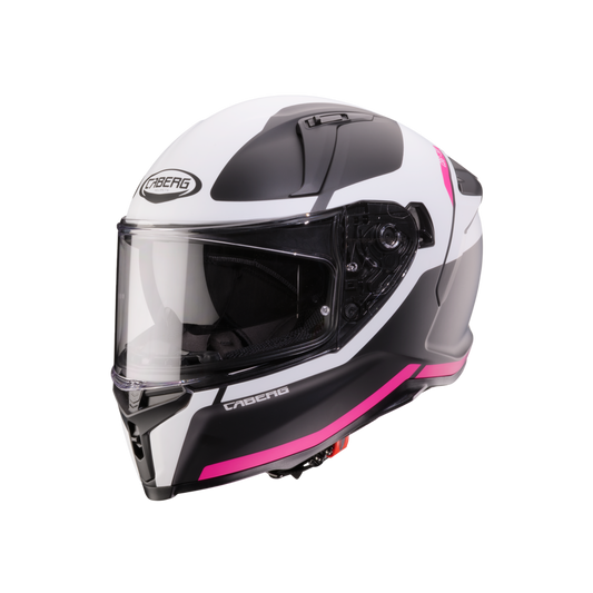 Avalon X Pure Matt Black, White & Fuchsia Pink Full Face Motorbike Helmet