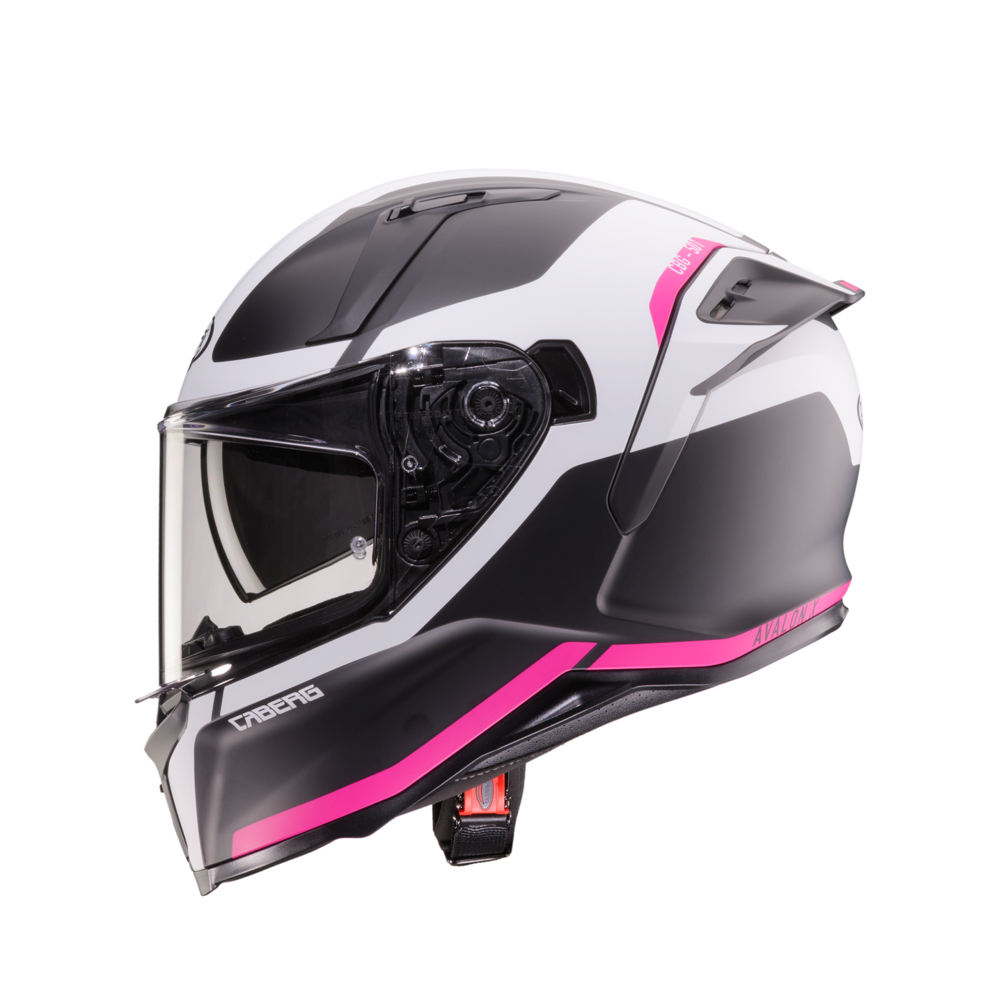 Avalon X Pure Matt Black, White & Fuchsia Pink Full Face Motorbike Helmet