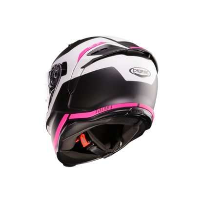 Avalon X Pure Matt Black, White & Fuchsia Pink Full Face Motorbike Helmet