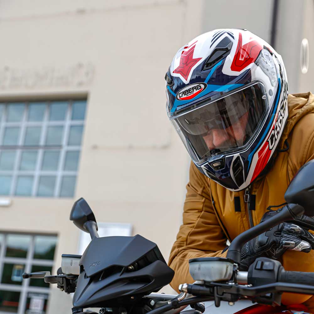 Drift Evo II Jarama White, Red & Blue Motorcycle Helmet